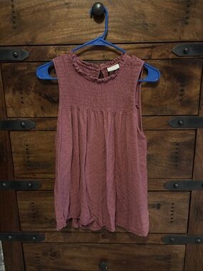 Knox Rose Smocked Ruffle Neck Sleeveless Top - Mauve